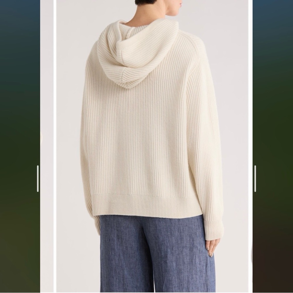 TWP Rib Cashmere Sweater Hoodie in Ivory Size XS - Picture 2 of 9